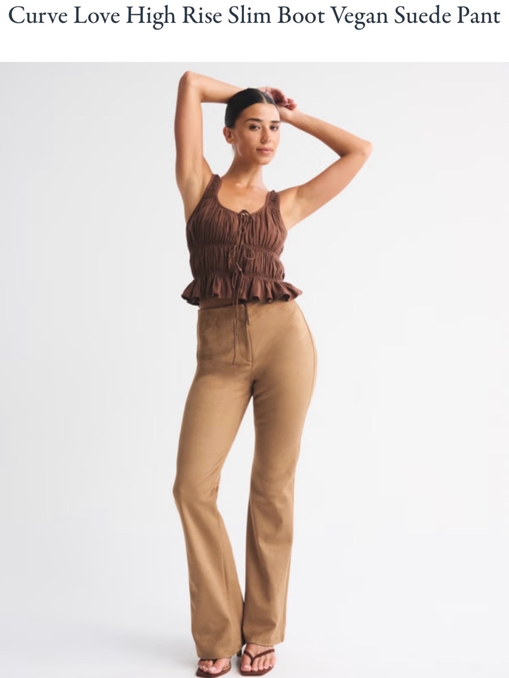 Abercrombie & Fitch Vegan Suede High-Rise Bootcut Pants in Tan
